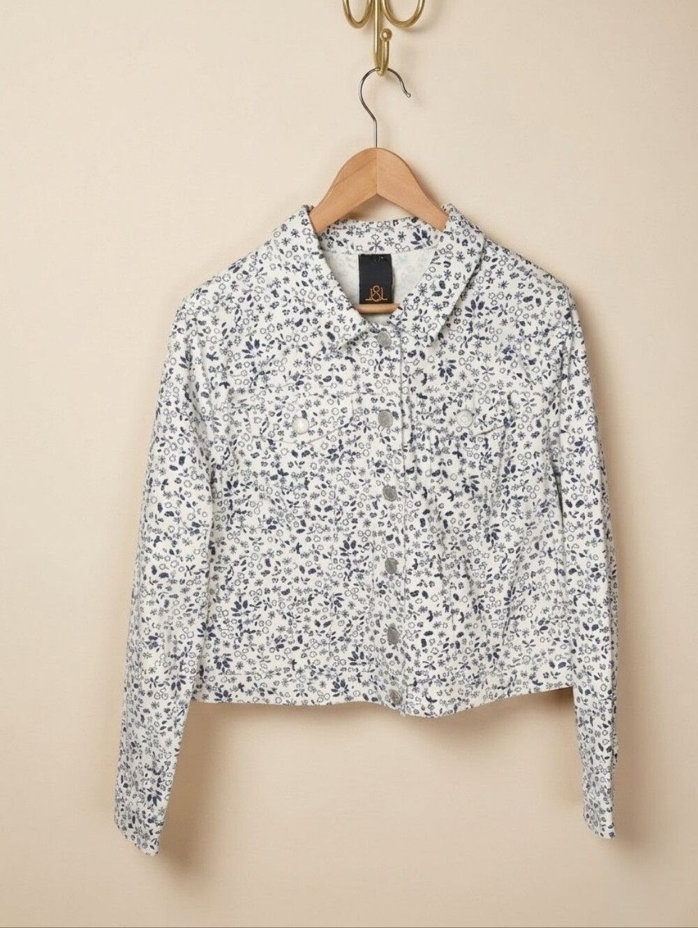 Love & Legend Floral Botanical Stretch Denim Jacket - Size 14